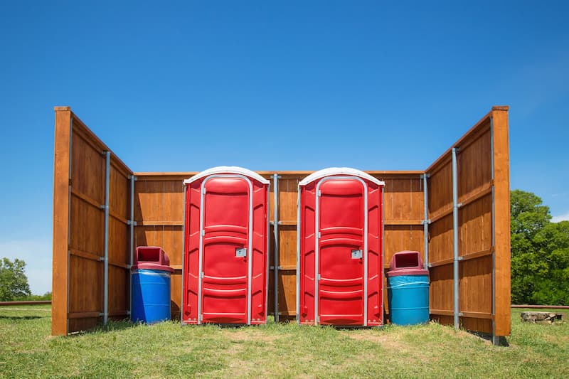 Short-term porta potty units staged for delivery in Kalispell, Montana